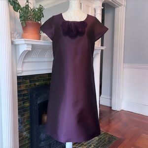 CHARLOTTE BRODY 100% Silk Deep Plum Short Sleeve Sheath Dress Size 10